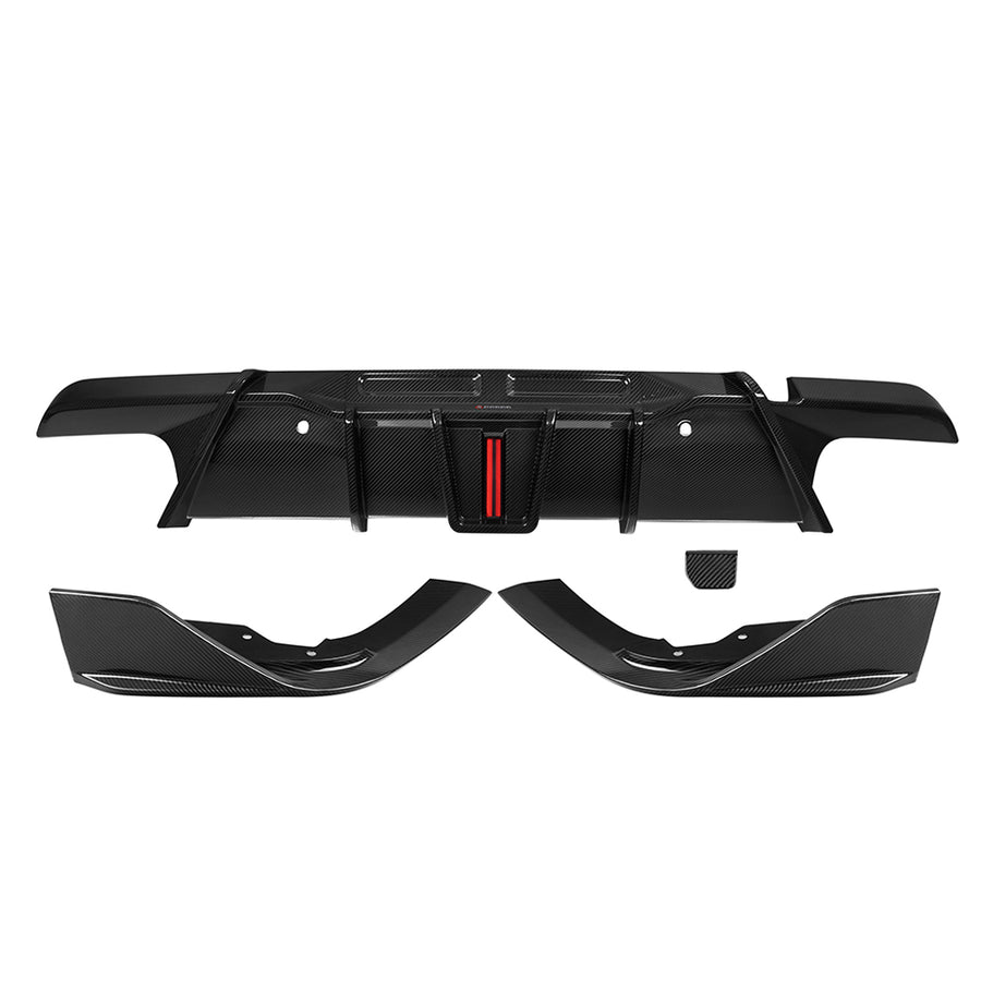 SOOQOO BMW X6M F96 Prepreg Carbon Fiber Diffuser With Brake Light | F96