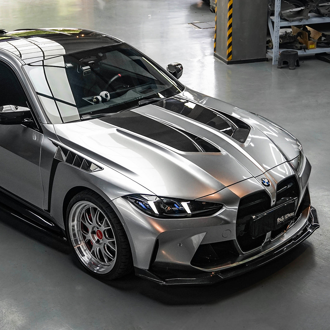 SOOQOO V2 BMW M3 G80 M4 G82 Vented Hood in White Primer Finish