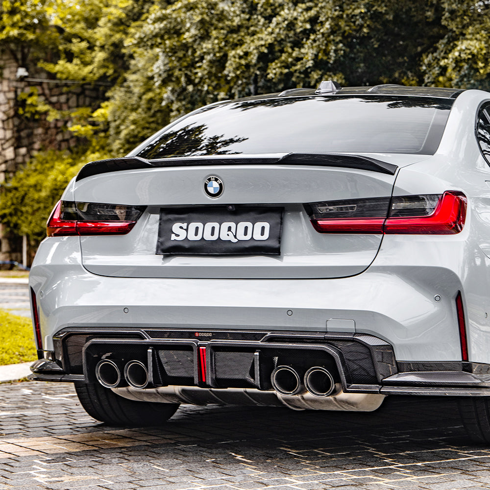 SOOQOO Carbon Fiber Diffuser With Brake Light G80 G82 Rear Right