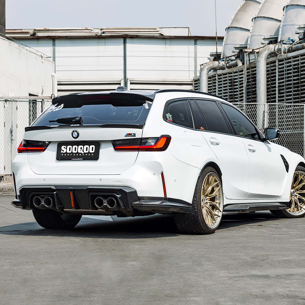 SOOQOO BMW M3 G80 G81 Type-B Prepreg Carbon Fiber Rear Diffuser Set With Brake Light | G80,G81