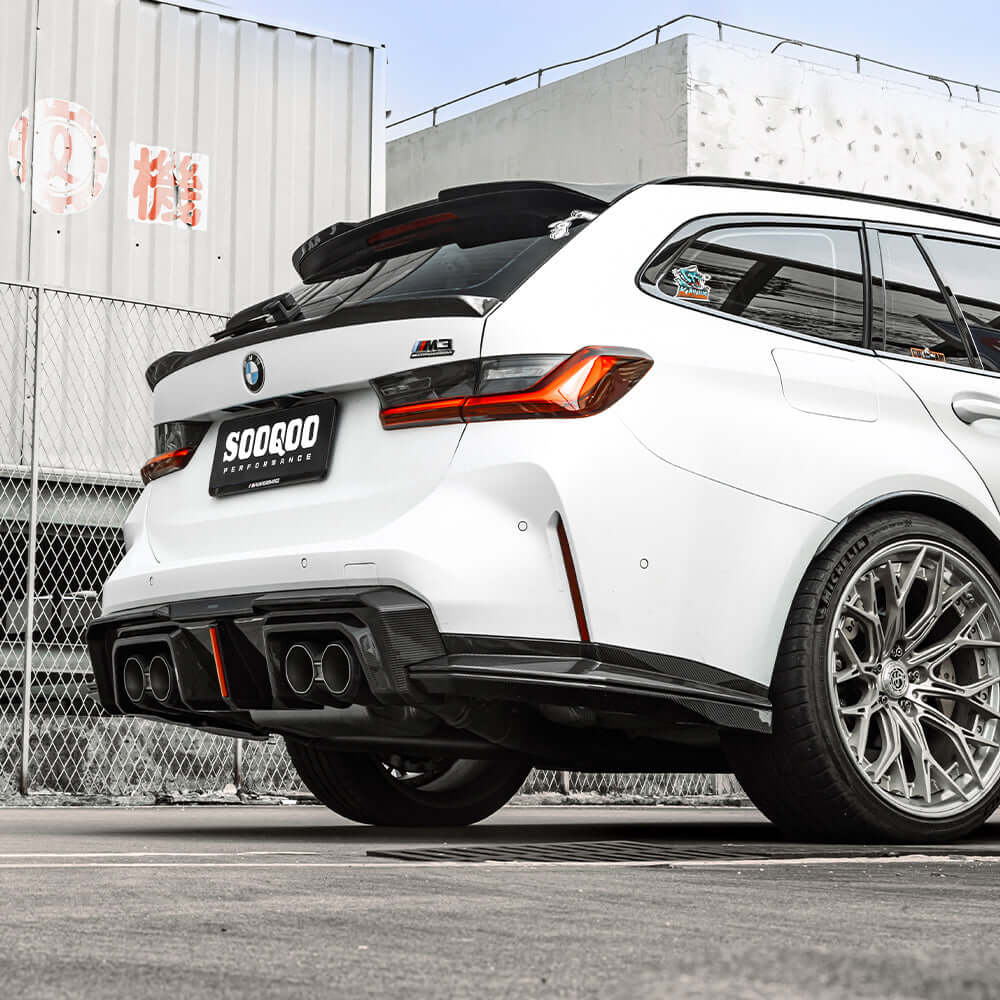 SOOQOO BMW M3 G80 G81 Type-B Prepreg Carbon Fiber Rear Diffuser Set With Brake Light | G80,G81