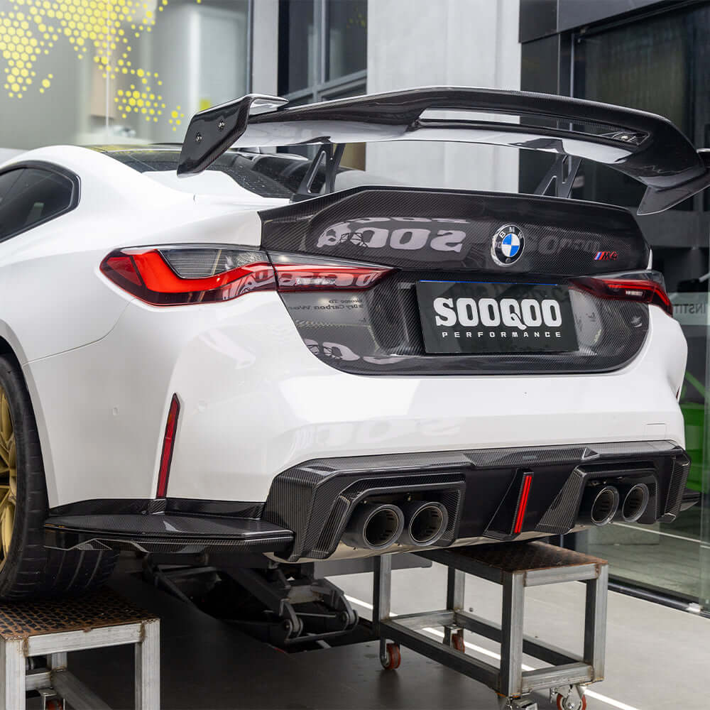 SOOQOO BMW M4 G82 G83 Type-B Prepreg Carbon Fiber Rear Diffuser Set With Brake Light | G82,G83