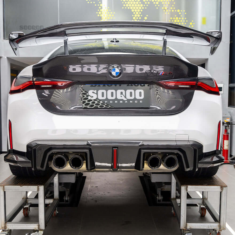 SOOQOO BMW M4 G82 G83 Type-B Prepreg Carbon Fiber Rear Diffuser Set With Brake Light | G82,G83