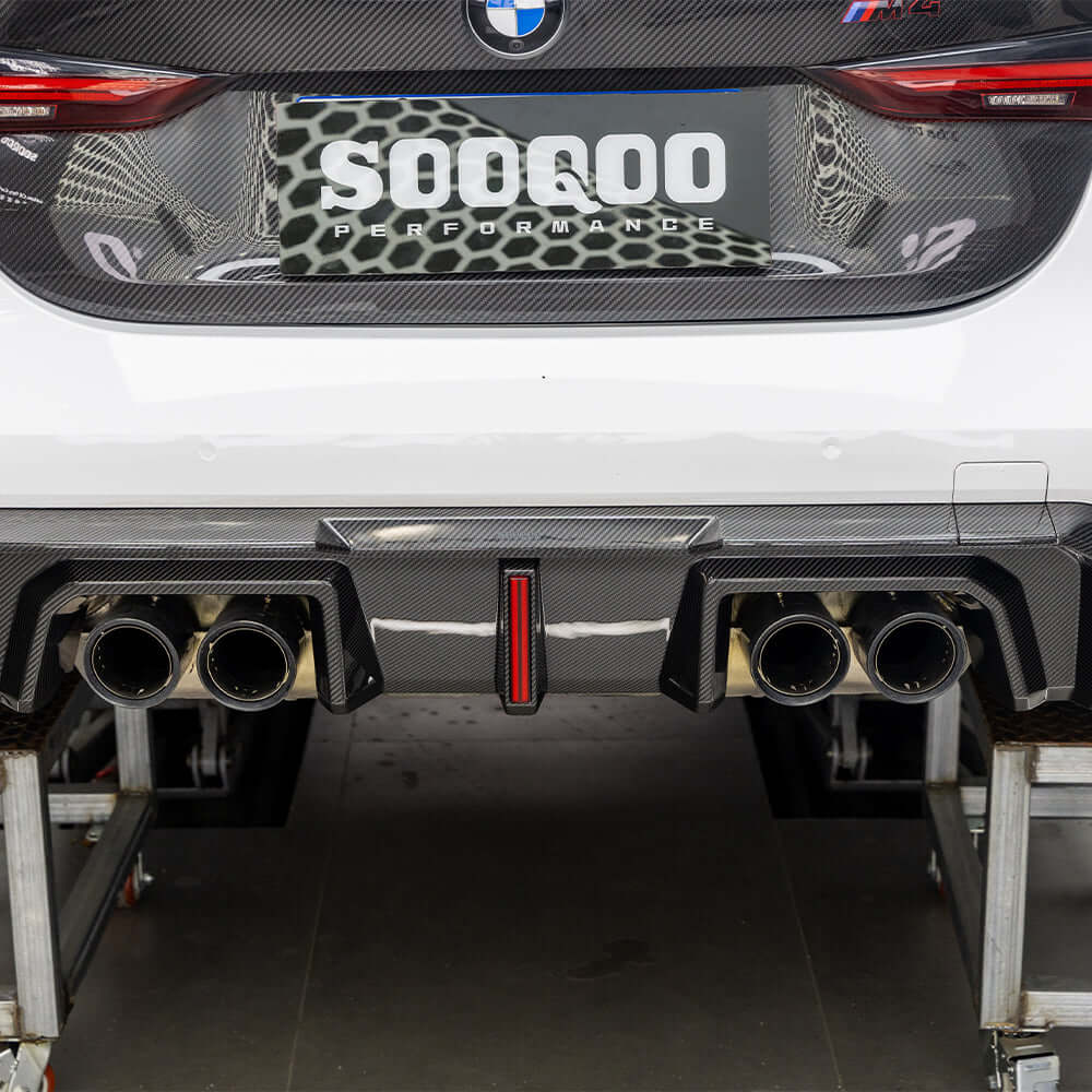 SOOQOO BMW M4 G82 G83 Type-B Prepreg Carbon Fiber Rear Diffuser Set With Brake Light | G82,G83