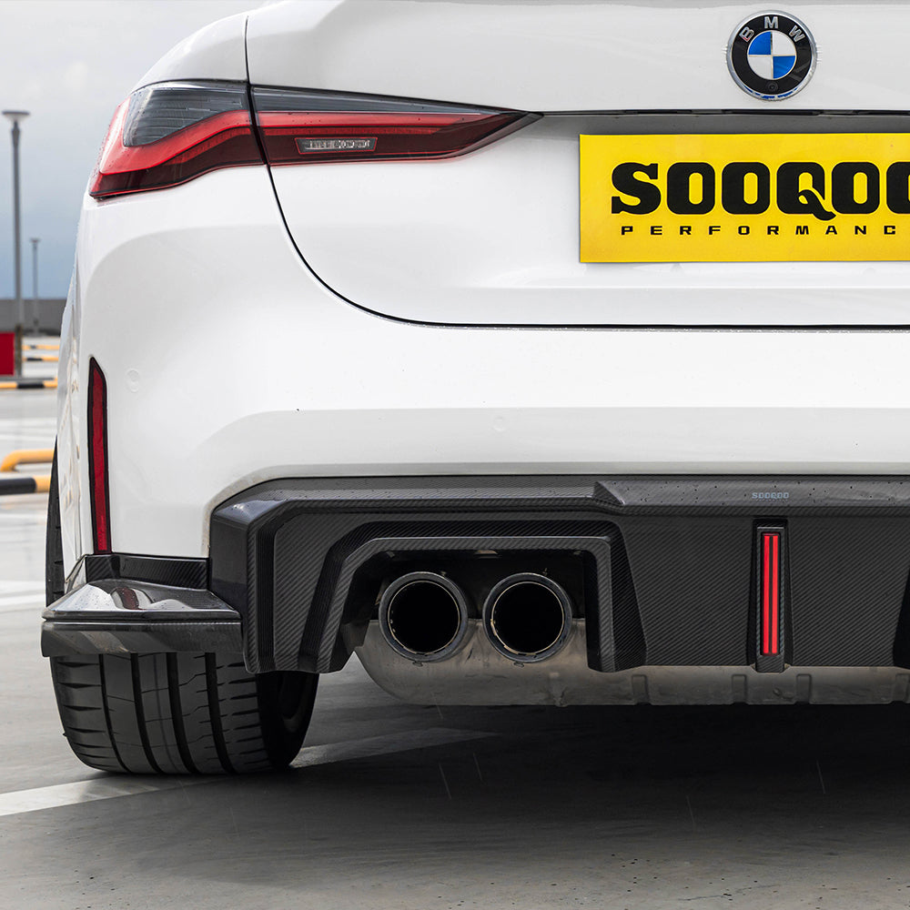 SOOQOO BMW M4 G82 G83 Type-B Prepreg Carbon Fiber Rear Diffuser Set With Brake Light | G82,G83