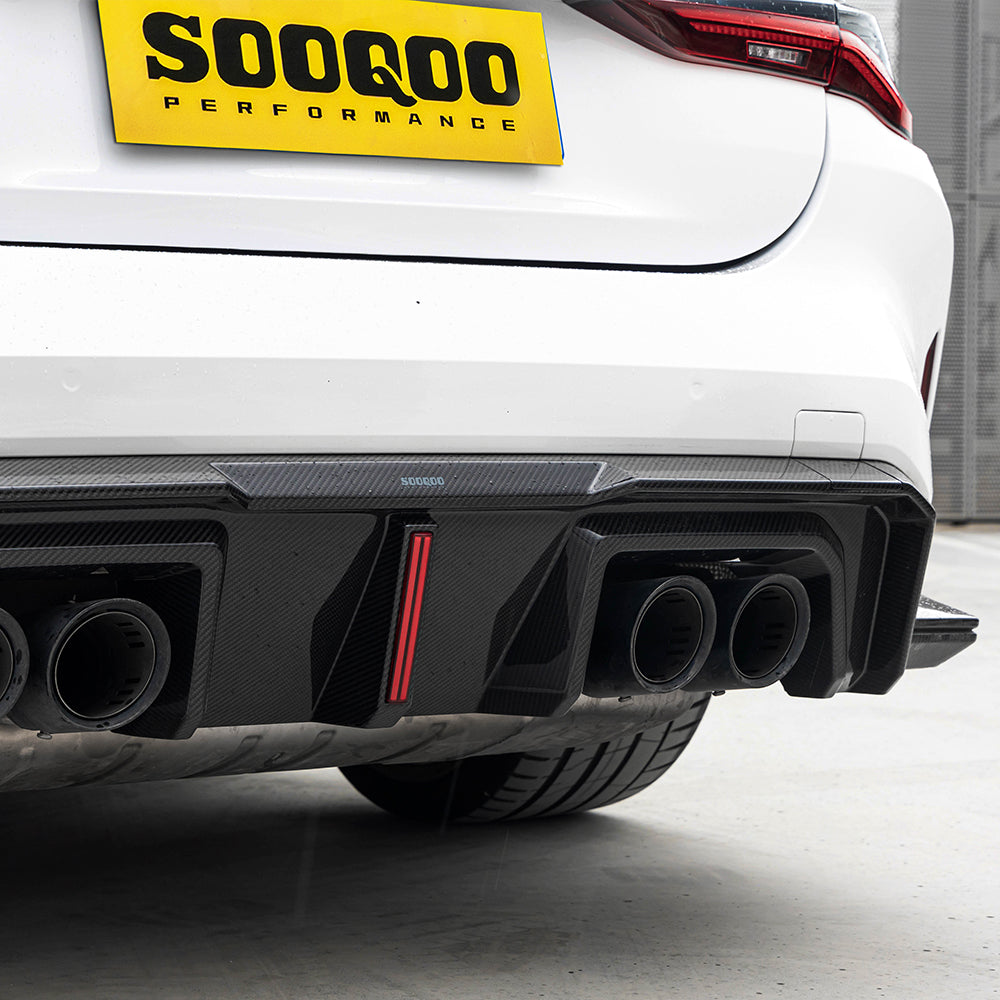 SOOQOO BMW M4 G82 G83 Type-B Prepreg Carbon Fiber Rear Diffuser Set With Brake Light | G82,G83