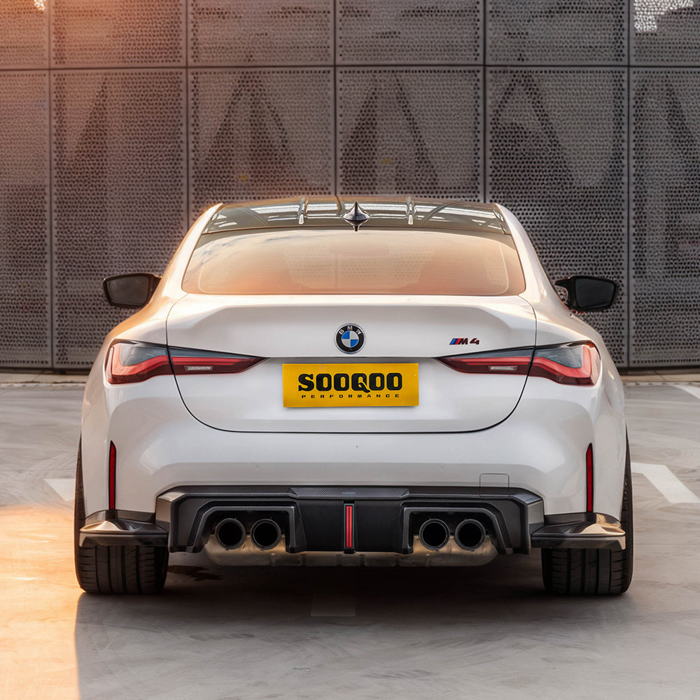 SOOQOO BMW M4 G82 G83 Type-B Prepreg Carbon Fiber Rear Diffuser Set With Brake Light | G82,G83
