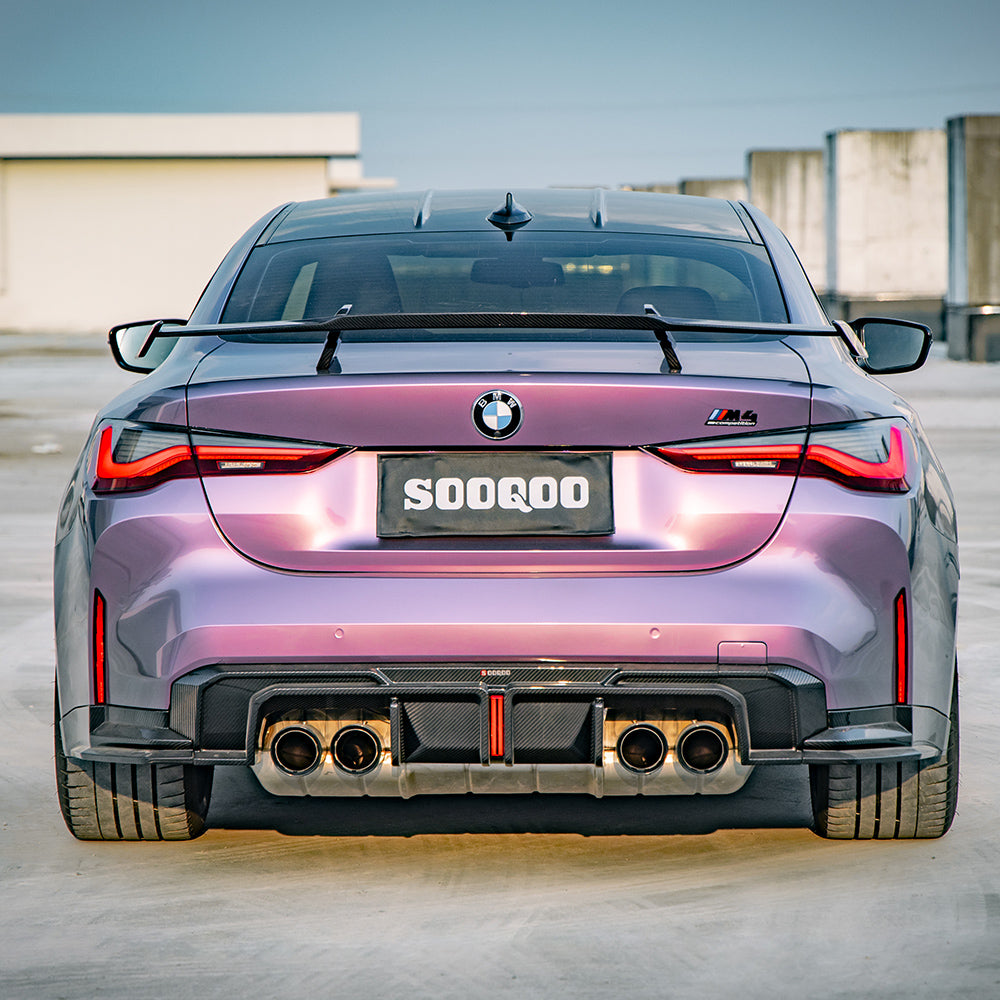 SOOQOO TYPE A PREPREG CARBON FIBER REAR DIFFUSER SET WITH BRAKE LIGHT - M3 G80 M4 G82