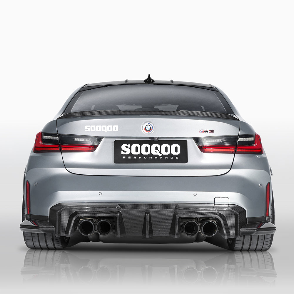 SOOQOO BMW M3 G80 G81 Type-B Prepreg Carbon Fiber Rear Diffuser Set