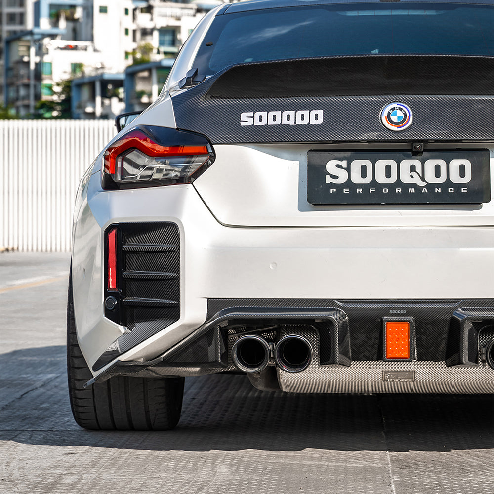 SOOQOO BMW M2 G87 Type-C Prepreg Carbon Fiber Rear Diffuser With Brake Light