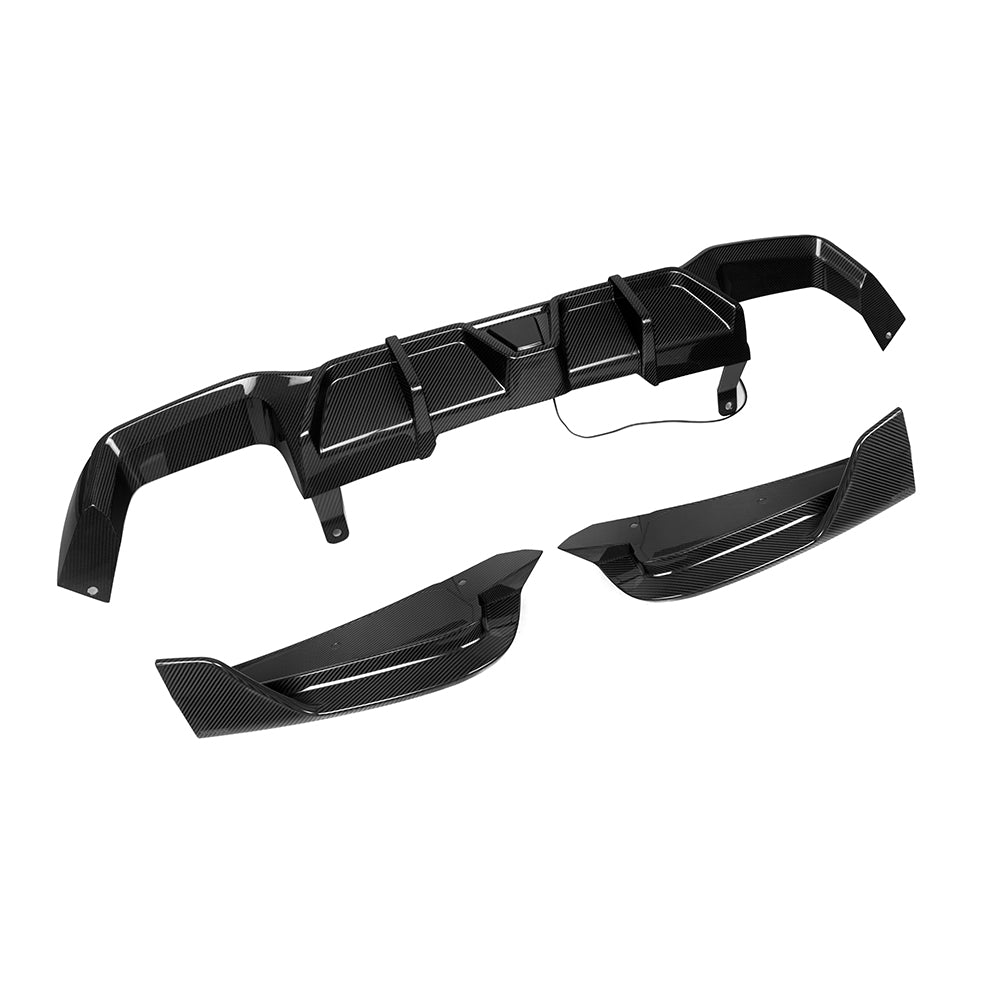 SOOQOO BMW X4 G02 LCI Prepreg Carbon Fiber Rear Diffuser With Brake Light