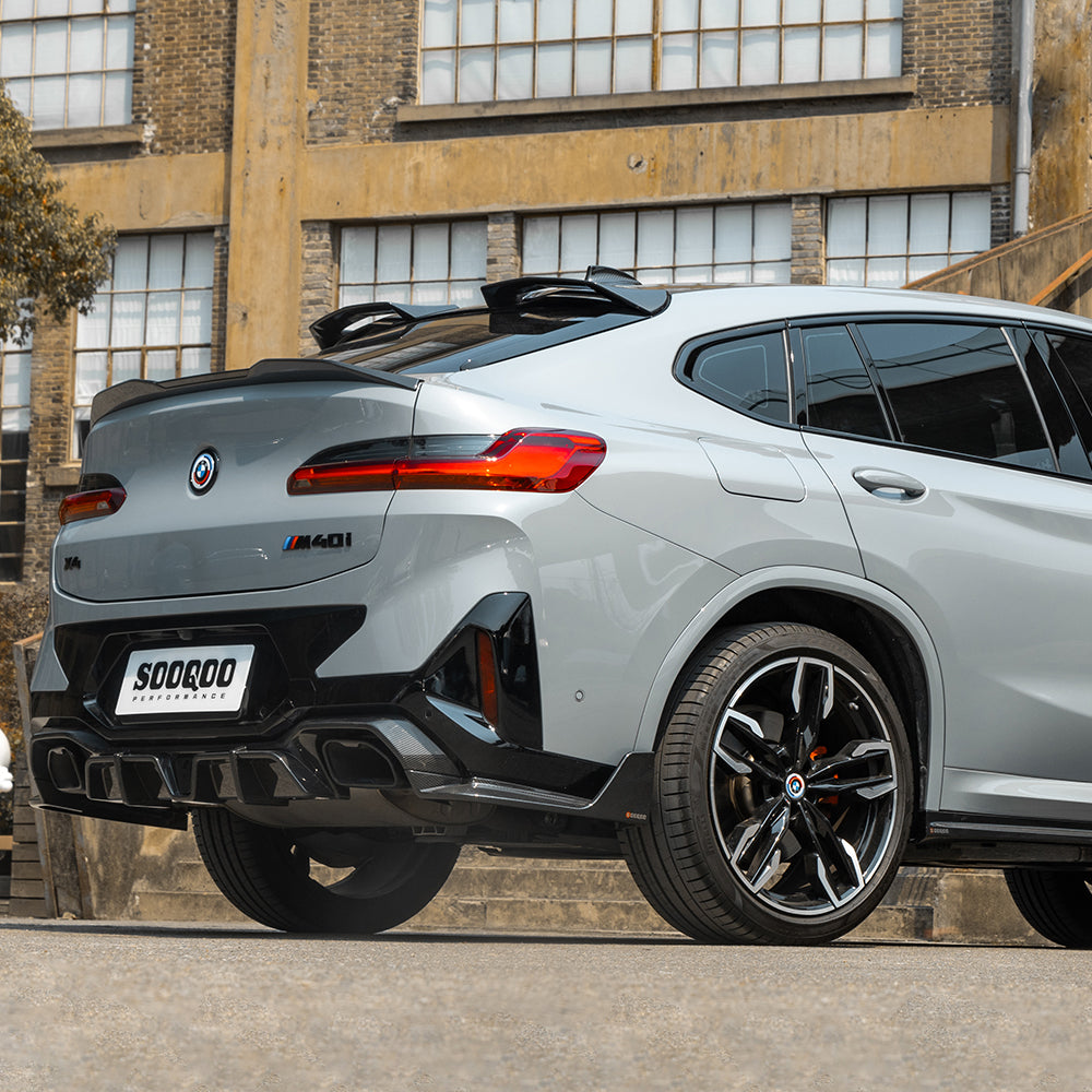 SOOQOO BMW X4 G02 LCI Prepreg Carbon Fiber Rear Diffuser With Brake Light